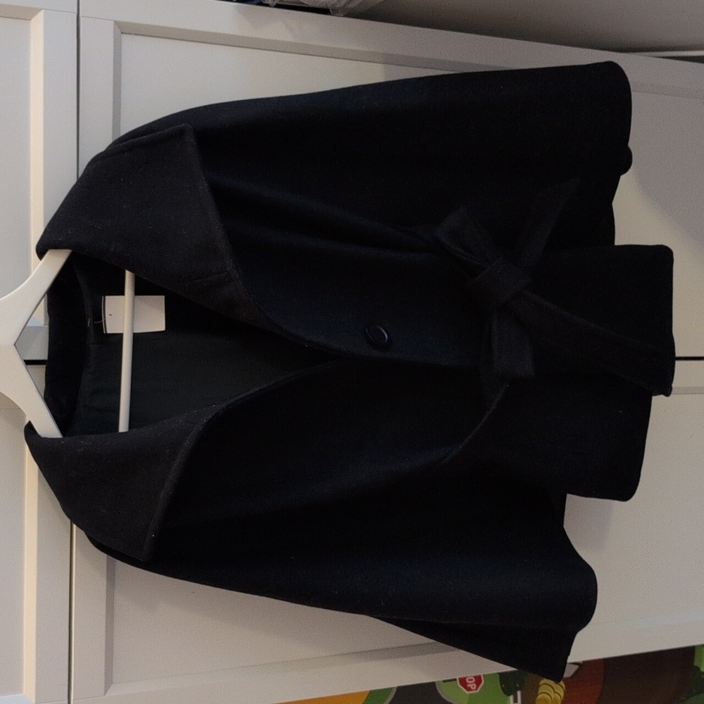 BNWT Navy Wool Cape Coat with Bow